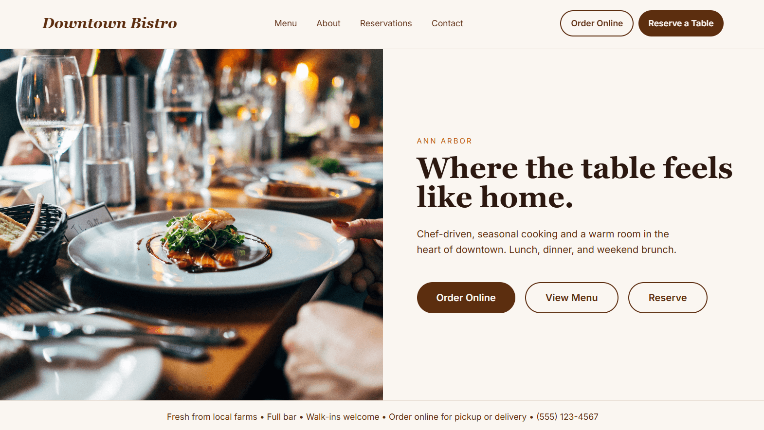 Restaurant — website concept preview